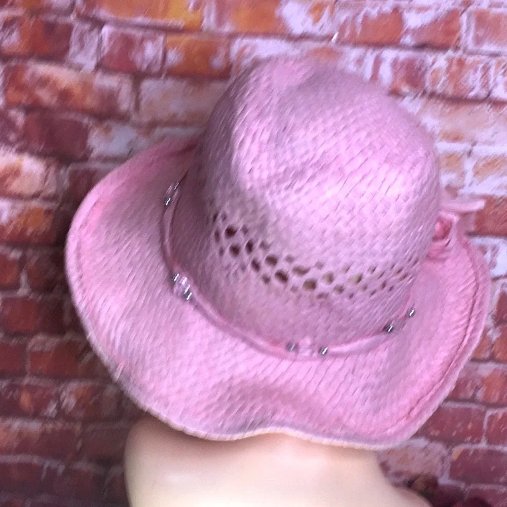 Elegant Pink Straw Sunhat